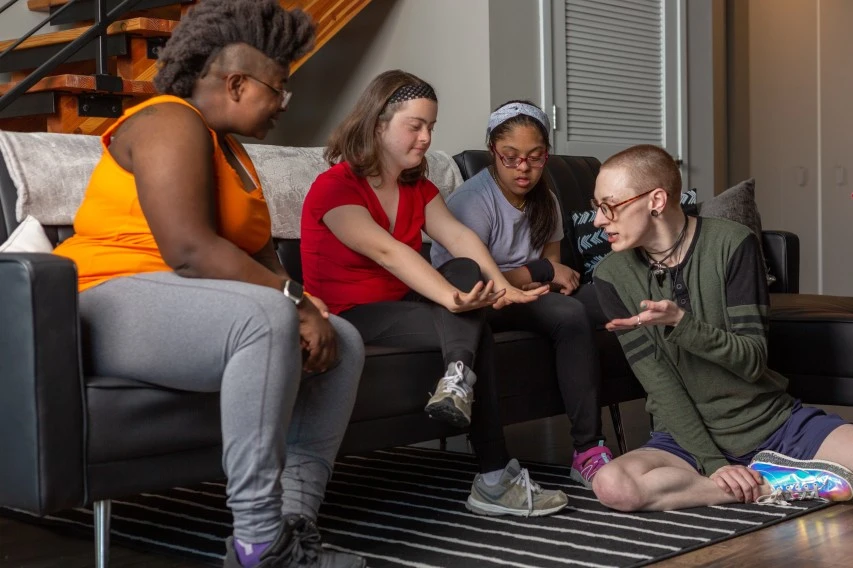 Diverse group of disabled friends